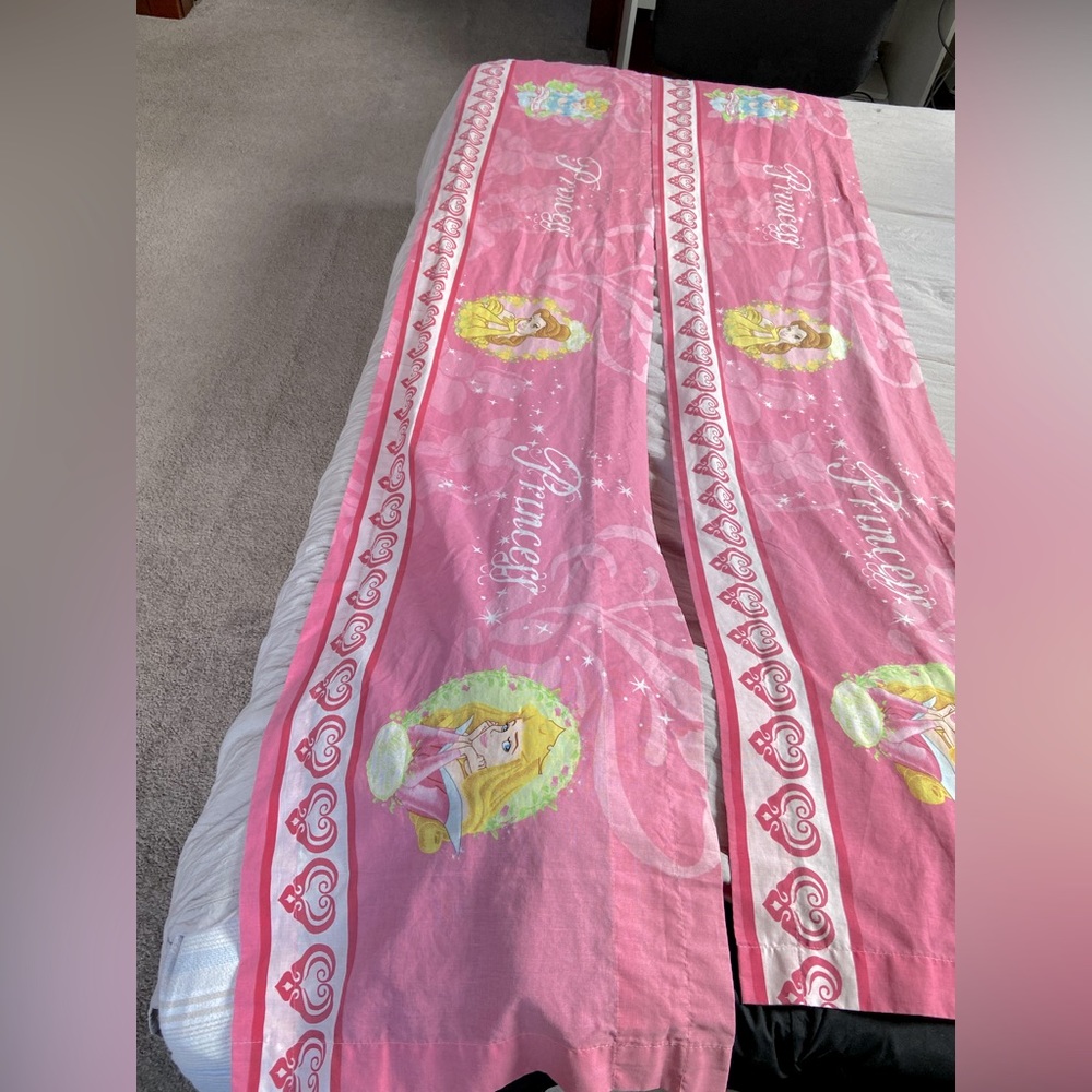 TWO Princess curtain valances pink